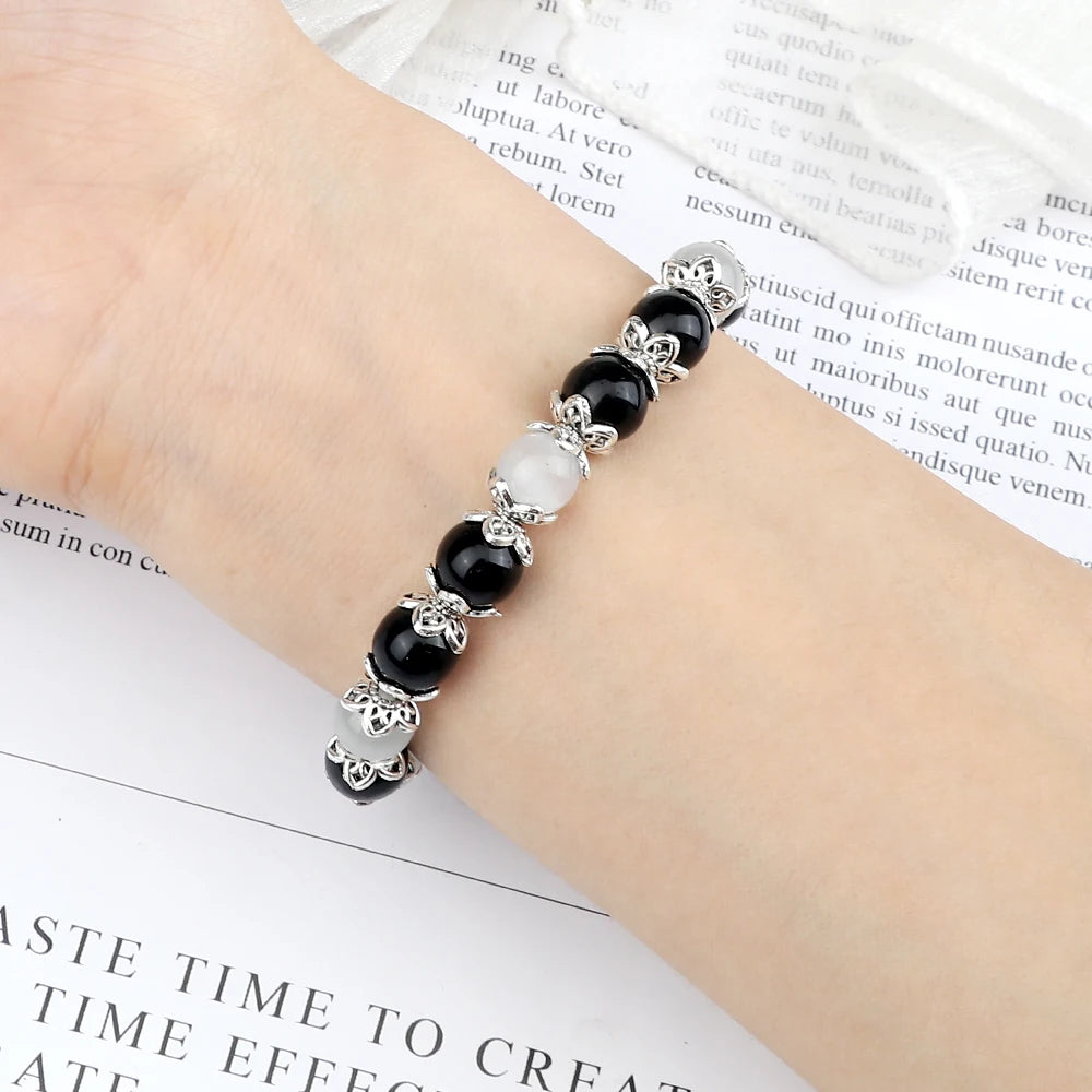 Elastisches Damen‑Armband aus Naturstein, 8 mm Perlen