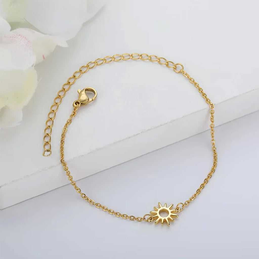 Sonnenblumen-Handkette / Fußkette aus Edelstahl für Damen
