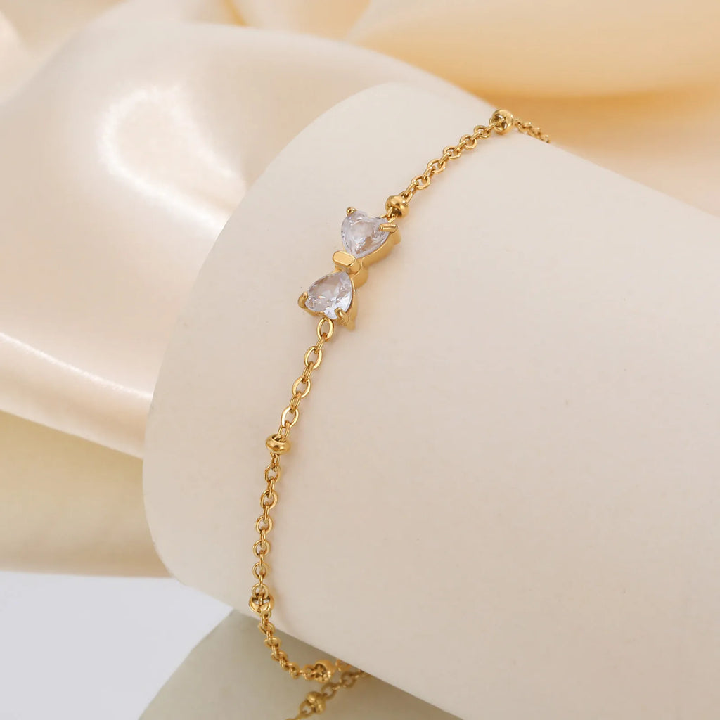 Süßes Bowknot‑Armband mit Zirkonia‑Steinen