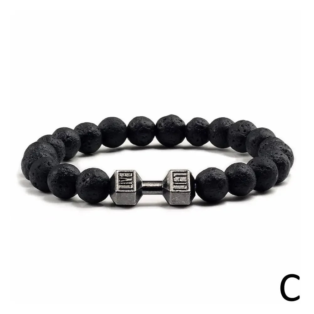 Natürliches schwarzes Vulkangestein-Armband