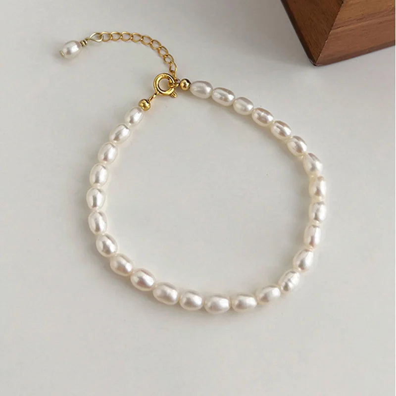 Reisförmiges Süßwasserperlen‑Armband mit Sterling‑Silberkette, 2026 Edition
