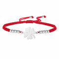 Verstellbares Kleeblatt‑Armband aus Rope‑Band und Edelstahl