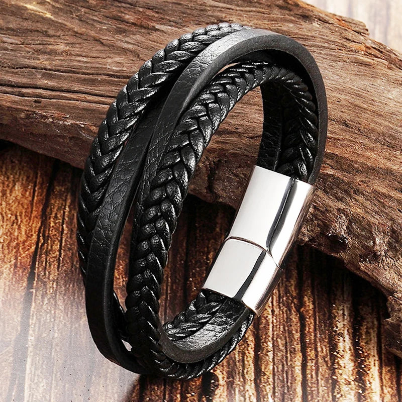Geflochtenes Lederarmband für Herren im Punk-Stil