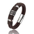 Braune Lederarmband mit Edelstahl‑Details, luxuriöses Accessoire