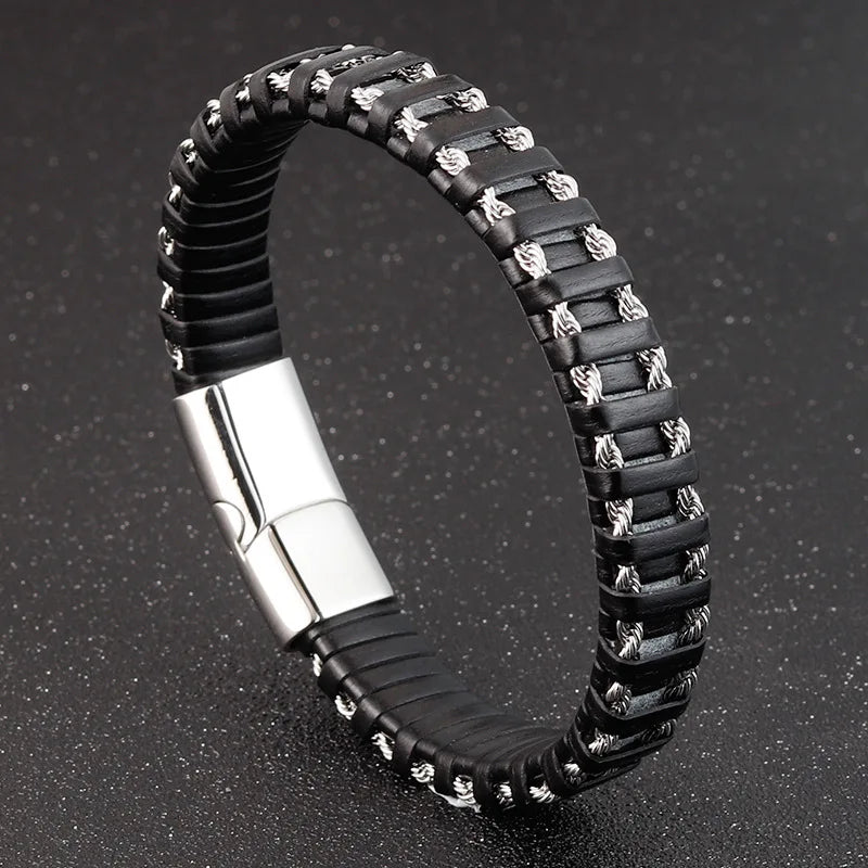 Geflochtenes Lederarmband für Herren im Punk-Stil