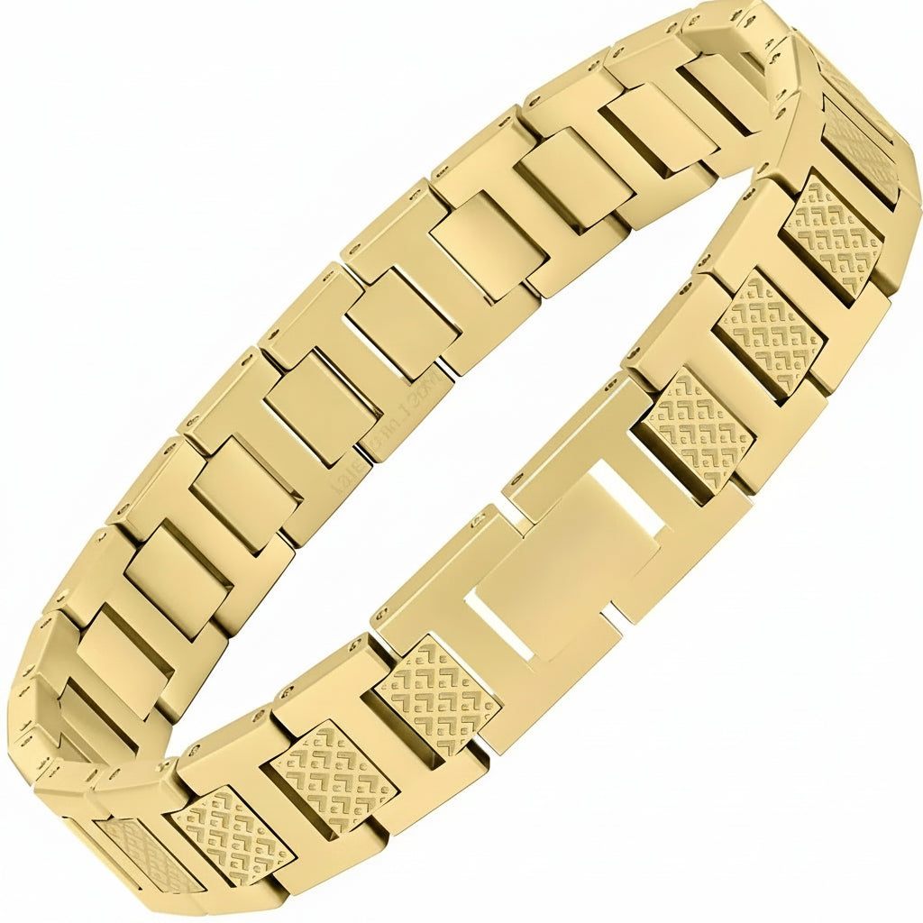 Premium‑Armband aus Titanstahl mit markanter Krokodil‑Gliederkette