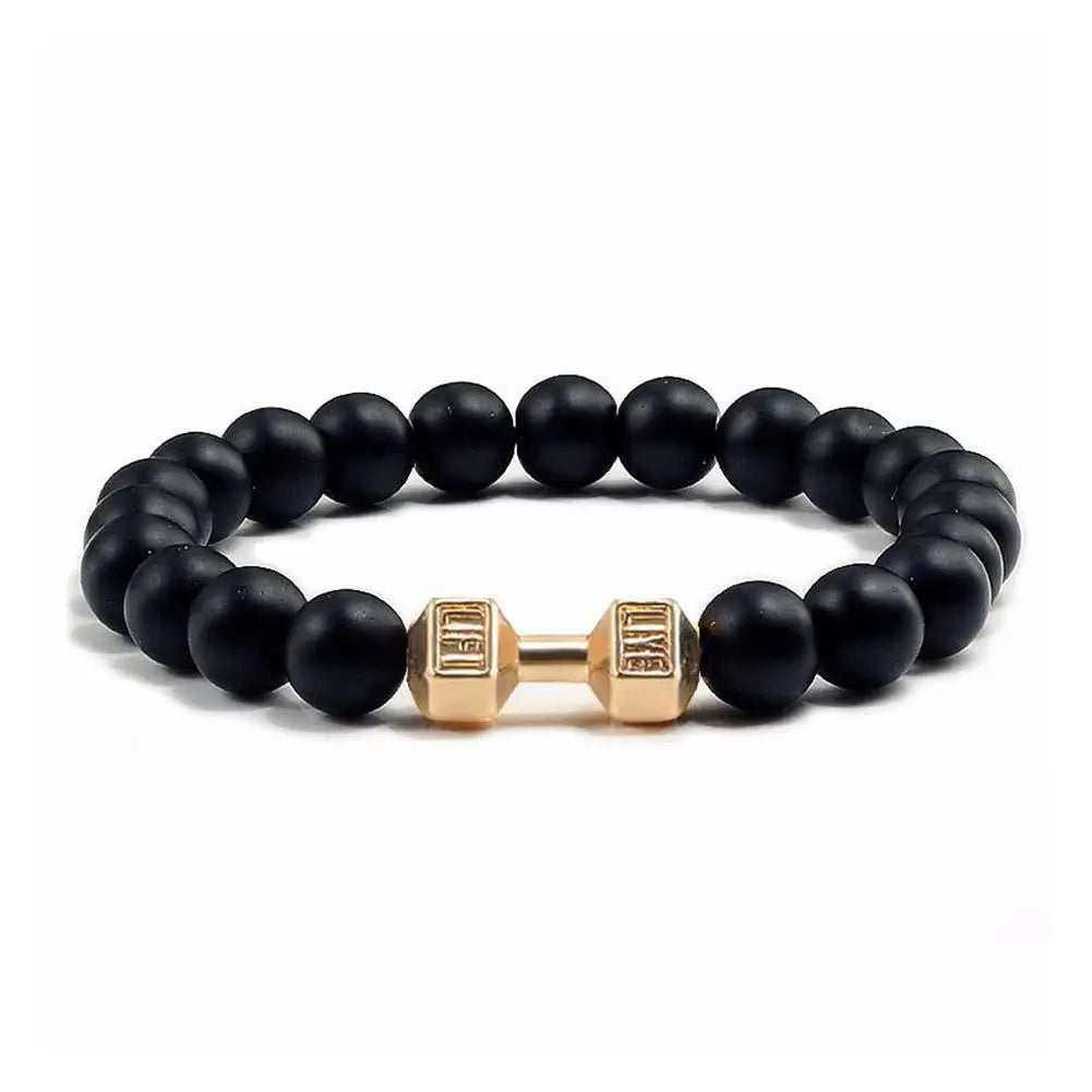 Natürliches schwarzes Vulkangestein-Armband