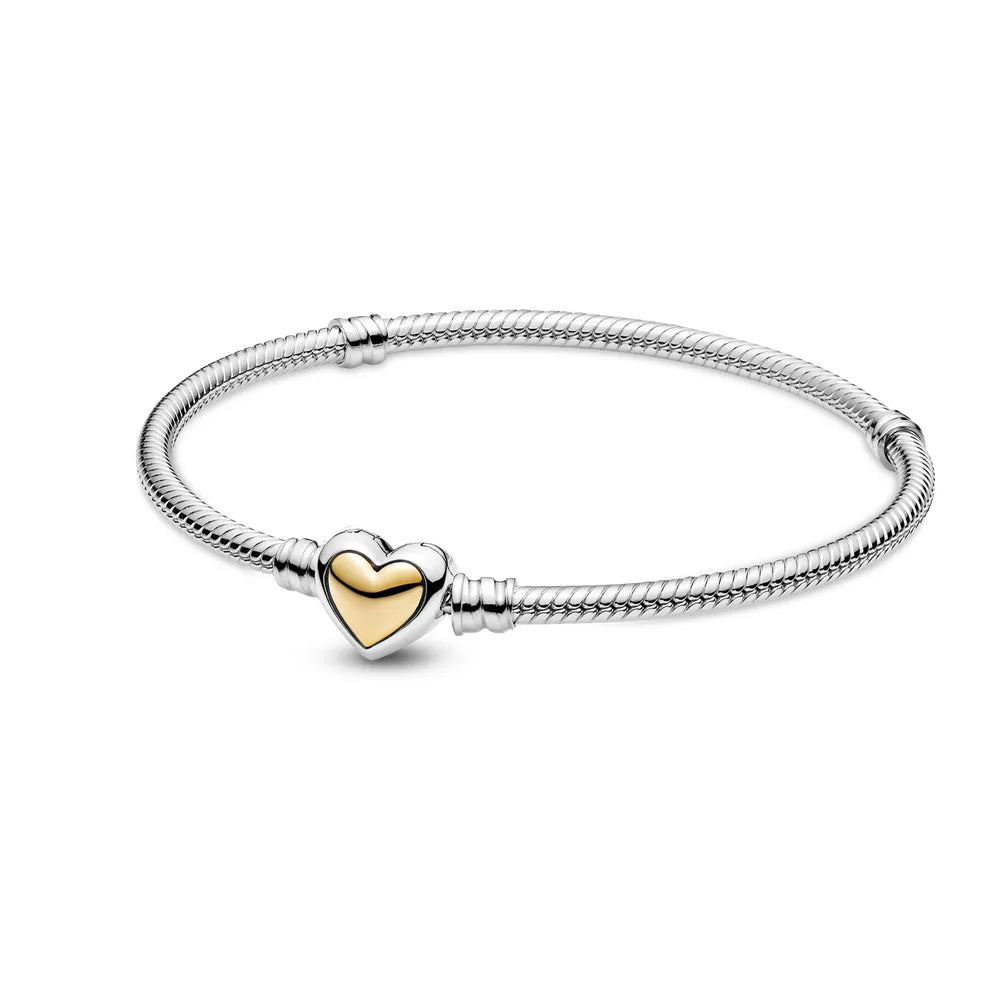 925 Sterling-Silber Damenarmband mit Herz-Kreis-Design