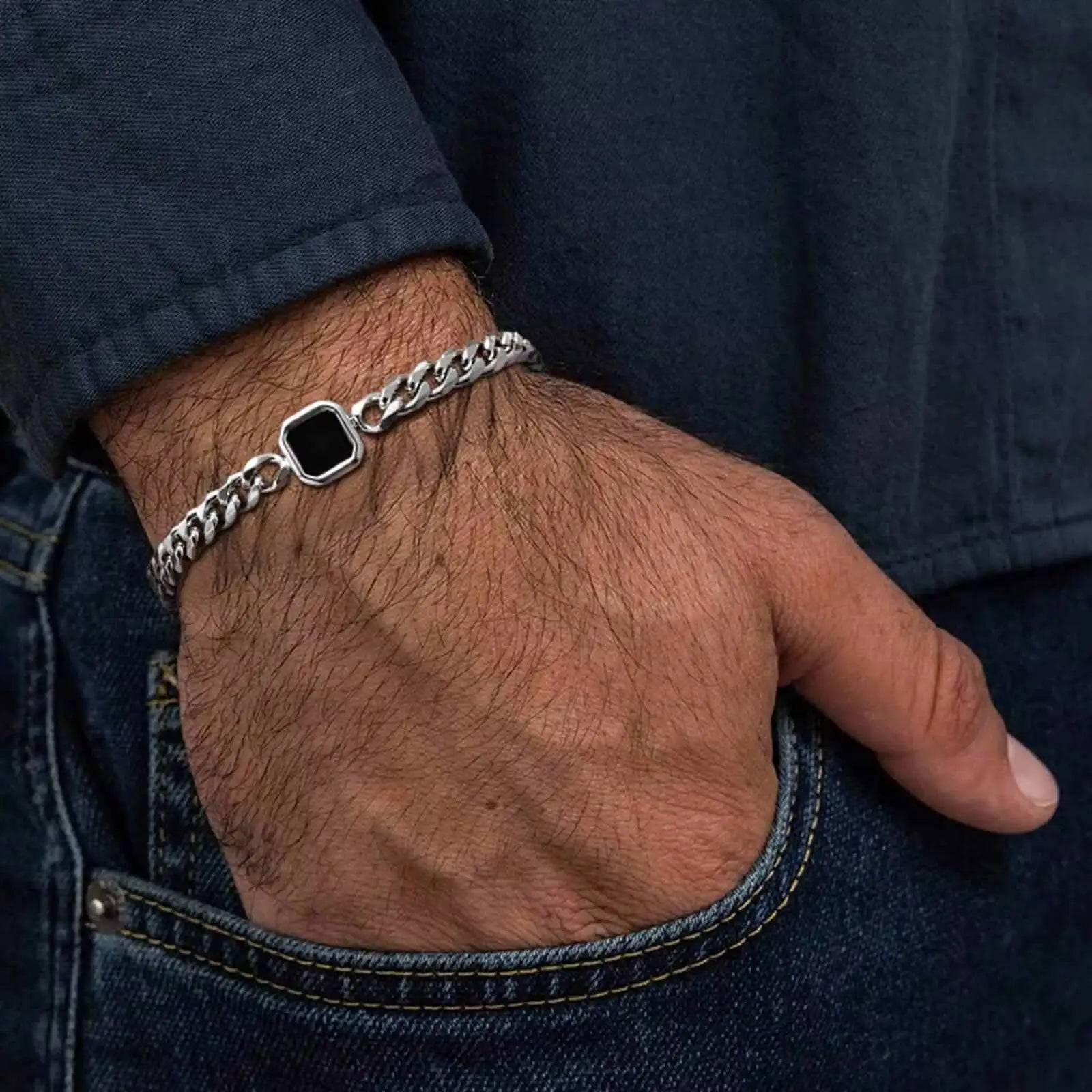Herrenarmband aus Edelstahl & Acryl