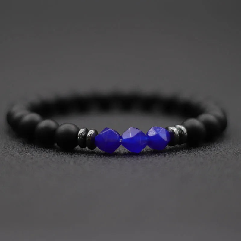 Herrenarmband aus schwarzem Onyx mit Tigerauge & Sodalith