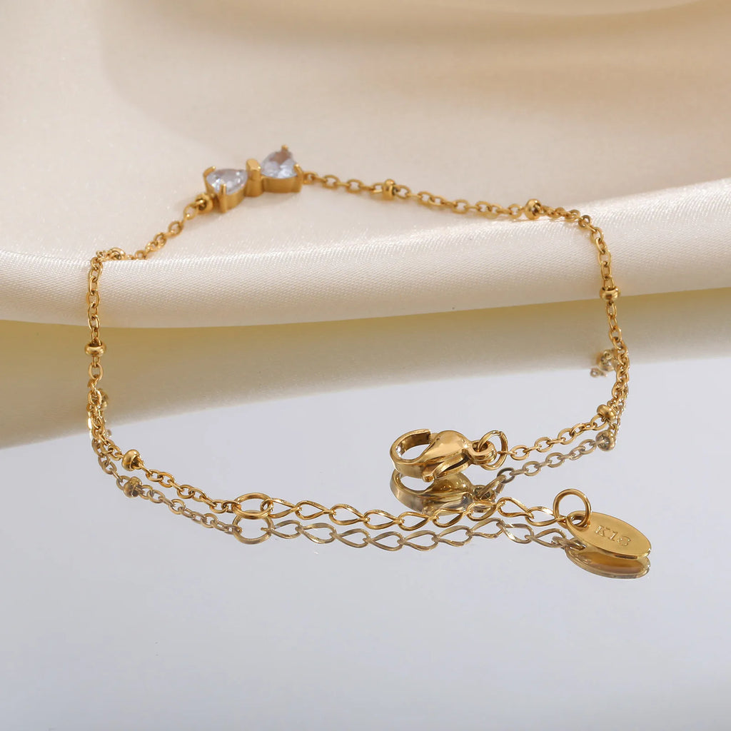Süßes Bowknot‑Armband mit Zirkonia‑Steinen