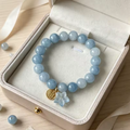 Aquamarin Natursteinarmband mit chinesischem Fu‑Charm