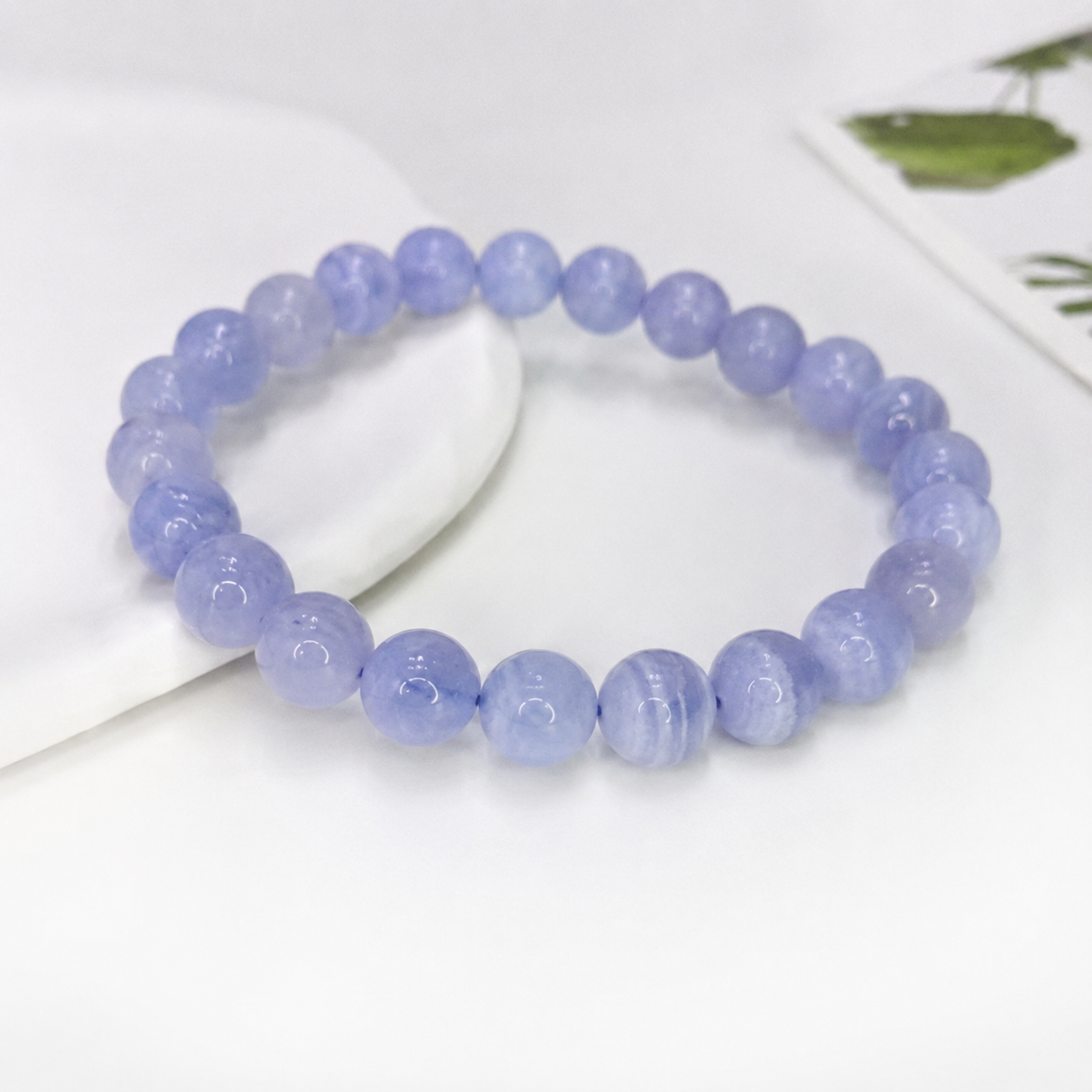 Natürliche blaue Spitzenachat und Rosenquarz Perlenarmbänder für Frauen